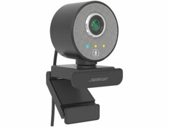 Webcam Full HD avec câble USB intégré et pince de fixation.