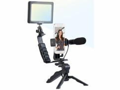 Kit de vlogging avec lampe LED, microphone, trépied et support pour smartphone