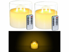 2 bougies à LED avec cire véritable et 3 flammes vacillantes de la marque Lunartec