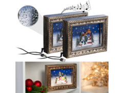 2 cadres de Noël "Village de Noël" avec LED, musique et neige de la marque Infactory