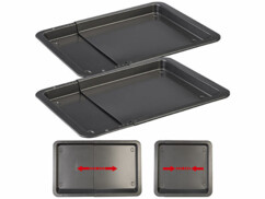 Pack de 2 plaques de cuisson universelles pour four en 2 parties extensibles avec revêtement antiadhésif