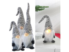 3 petits lutins de Noël coloris gris avec nez LED de la marque Infactory