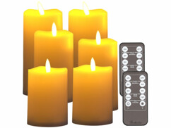 Pack de 6 bougies à LED en cire Lunartec avec télécommande et mode d'emploi en français