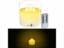 Bougie à LED avec cire véritable et 3 flammes vacillantes de la marque Lunartec