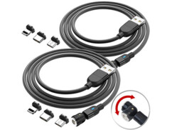 2 câbles USB avec connecteurs magnétiques USB-C/Micro-USB/Lightning