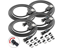 4 câbles de transfert/chargement USB-A avec connecteur magnétique USB-C/Micro-USB/Lightning de la marque Callstel
