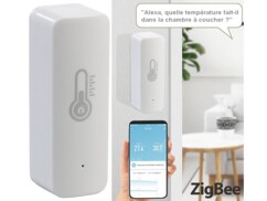 Capteur de température et d'humidité de l'air connecté compatible ZigBee et commandes vocales