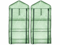 2 serres en film 3 étages avec porte enroulable coloris vert de la marque Royal Gardineer
