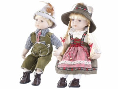 Pack de 2 poupées en porcelaine avec habits bavarois Anna et Anton