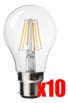 Pack 10 ampoules poire LED à filament A++, B22, 6 W, 660 lm, 300°, Blanc chaud