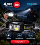 Lampe frontale LED rechargeable 120 lm avec intensité variable