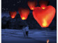 5 Lanternes volantes porte-bonheur en forme de coeur