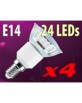 4 Ampoules 24 LED SMD E14 blanc chaud