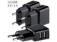 3 chargeurs secteur compacts avec 2 ports USB (2,1 A)