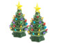 Deux sapins de Noël LED en céramique de 19 cm par Infactory.