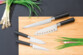 Mise en situation des 4 couteaux de cuisine de la marque Tokio Kitchenware