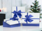 6 paquets-cadeaux avec boucle bleue