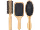 3 brosses à cheveux en bambou : ronde, plate et ovale