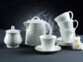 service à thé en céramique sucrier pot a lait tasses soucoupes design blanc porcelaine rosenstein