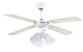 ventilateur de plafond avec pales en bois blanc et luminaire retro VT696