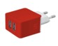 Chargeur secteur rouge avec 2 ports USB Trust.