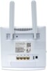 Arrière du routeur 4G avec étiquette de désignation du produit, 4 ports Ethernet RJ45, port USB, prise d'alimentation et compartiment pour carte SIM avec adaptateurs