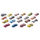 20 modèles de voitures miniatures en métal Hot Wheels aux designs aléatoires positionnées les unes à côté des autres en biais