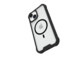 Vue de biais de la coque Air 2.0 Raptic installée sur un iPhone 15 avec protection des boutons latéraux et cercle aimanté au centre de la coque pour chargement sans fil compatible MagSafe et chargeur sans fil
