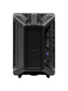 Vue arrière du boîtier noir mat du haut-parleur sur pied avec connecteurs XLR, jack 3,5 mm, RCA/Cinch et prise d'alimentation pour chargeur secteur