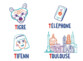 Carte illustrée de la lettre T du jeu du Petit Bac Clementoni avec tigre et téléphone