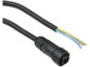 Zoom sur le connecteur M16 du câble de raccordement avec seconde extrémité dénudée à 2 fils bicolores jaunes et bleus