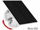 Aperçu de l'orientation possible du support orientable du module solaire monocristallin avec mention Micro-USB en bas à droite de l'image