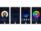 4 captures d'écran de l'application gratuite ELESION disponible sur smartphone et tablette iOS et Android montrant les différents réglages possibles de la lumière de la boule lumineuse