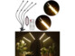 Lampe horticole LED PL-360 avec télécommande, boîtier de commande, 3 modes d'éclairage illustrés et 4 têtes à col de cygne 360°
