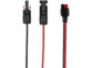 Aperçu des deux connecteurs du câble adaptateur rouge et noir avec fiche Anderson et fiche avec contact simple 4 mm et dispositif coulissant pour séparer ou assembler les deux parties du câble