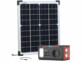 Pack avec générateur solaire HSG-240, panneau solaire PHO-2000, câble de raccordement au panneau solaire, adaptateur secteur 230 V, adaptateur allume-cigare et modes d'emploi en français