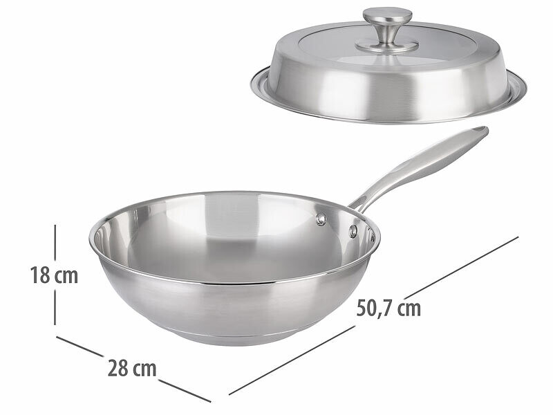 Wok Pradel Wok 4BIG.fun Asia 36cm - Acier Inox Anti-adhésif - Induction - Couvercle Verre Wok Avec Couvercle Verre Wok Pradel Wok 4BIG.fun Asia 36cm - Acier Inox Anti-adhésif - Induction - Couvercle Verre Wok Avec Couvercle Verre