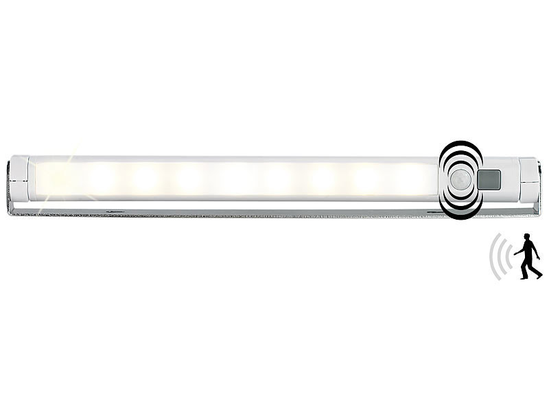Lunartec : Bande LED à piles 160 lm / 60 cm blanc lumière du jour - Avec  détecteur PIR - Achat & prix