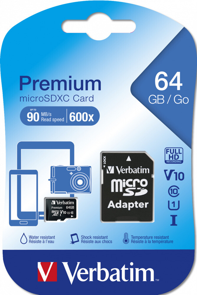 Carte MicroSD avec adaptateur SD 64 Go, Cartes microSD