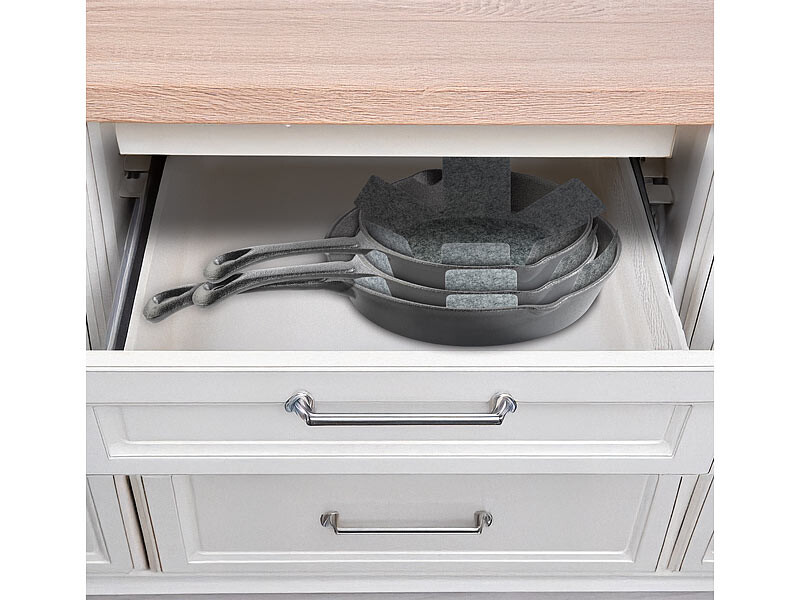 Lot De 9 Protections Pour Casseroles En Feutre - 3 Tailles (20, 30, 38 Cm) - Antidérapantes Et Résistantes à La Chaleur - 1