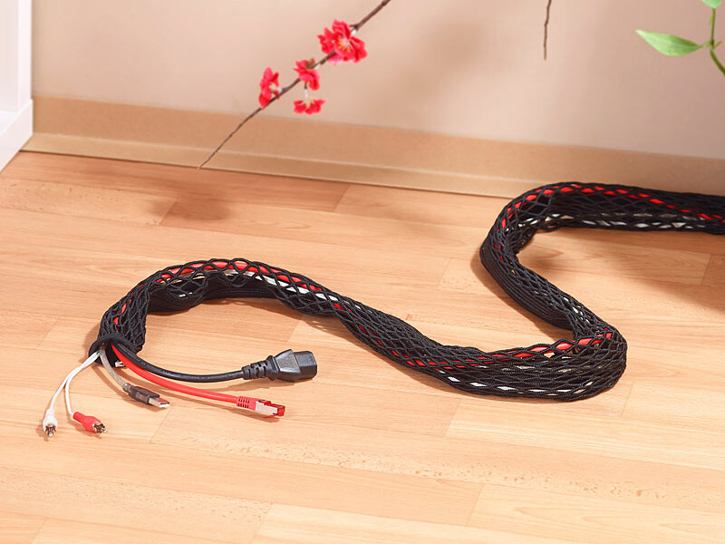 Gaine souple en tissu maillé pour câbles avec glissière (1 à 2 m), Accessoires pour câbles