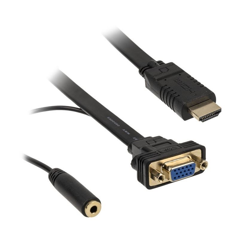 Câble convertisseur HDMI vers VGA + jack 3,5 mm