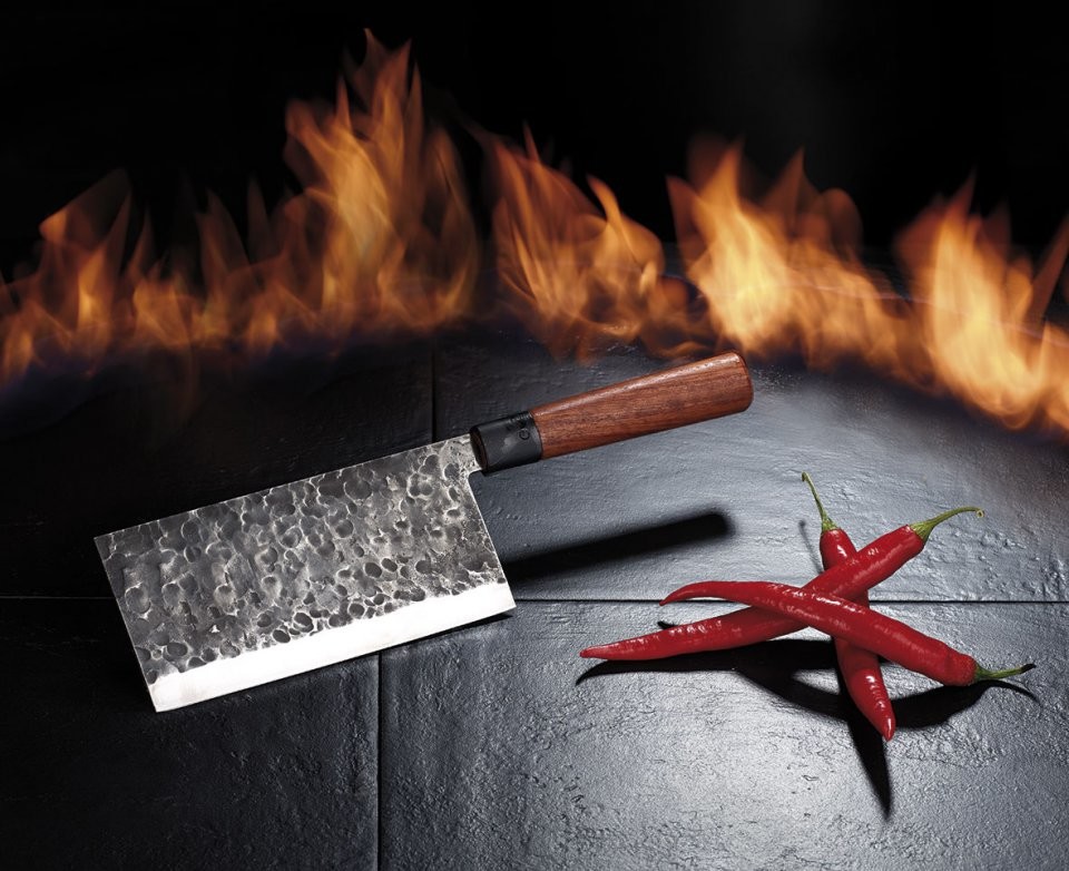 Couteaux de cuisine avec lame inox 58HRC et manche en bois de rose, Coutellerie