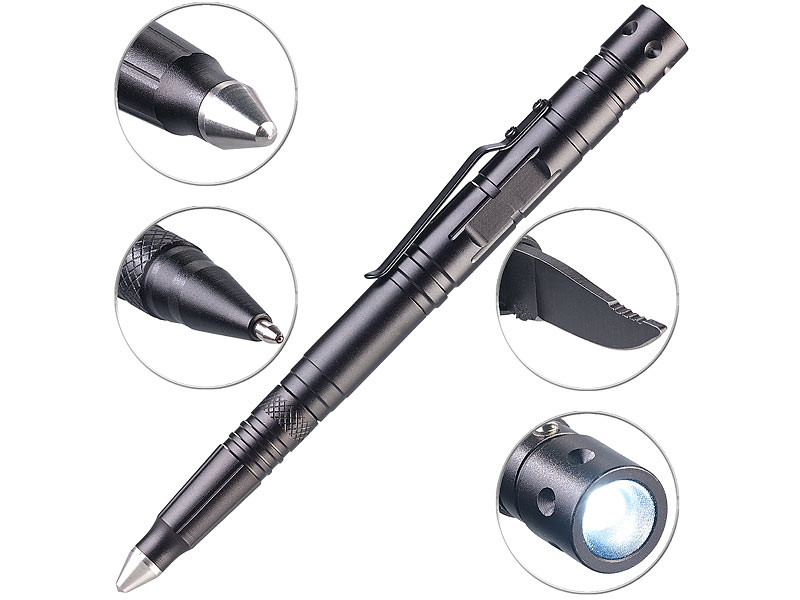3 stylos de sécurité 5 en 1 avec lampe LED 10 lm