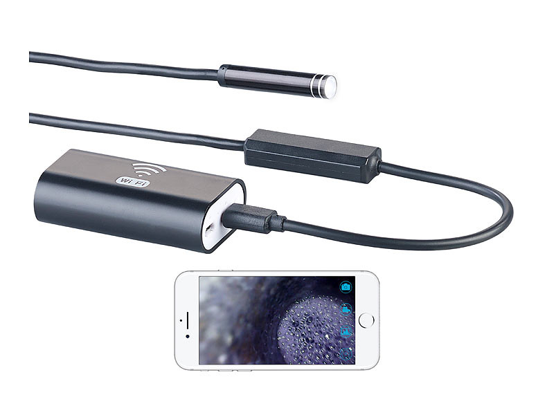 Caméra endoscopique USB/micro-USB/USB type C avec lumière LED 5 mètres