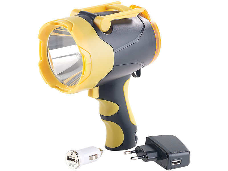 Lampe torche LED Cree avec chargeur USB 230V et 12V, À LED