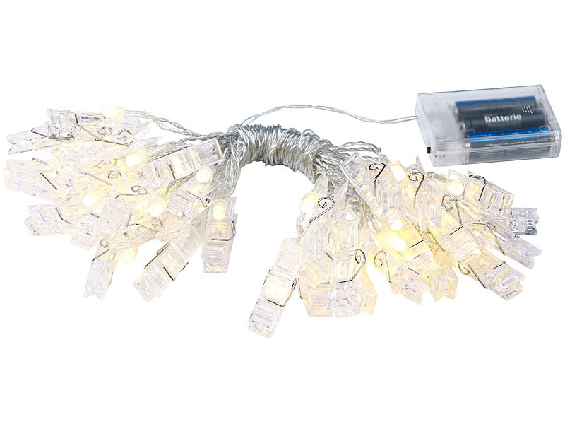 Haofy guirlande lumineuse à pince photo détachable, lumière à pince photo, guirlande  lumineuse à pince photo, lumière de décoration de lampe à chaîne avec 200  LED 60 clips transparents