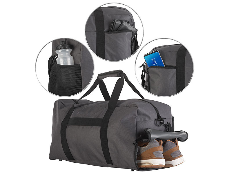 sac de voyage pliable, sac de sport léger avec bandoulière amovible et  compartiment à