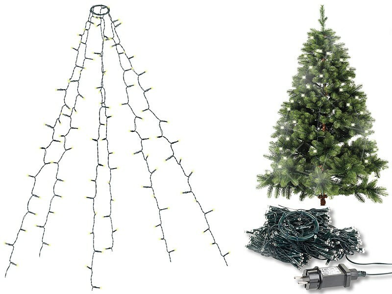 Guirlande lumineuse 6 fils / 180 LED effet cascade pour sapin de Noël, Guirlandes