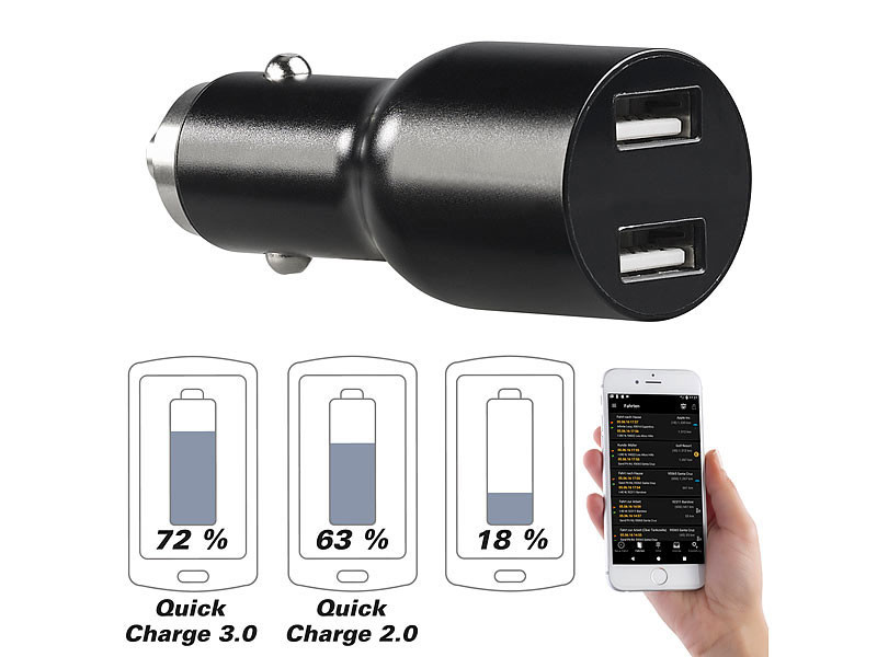 WE - Chargeur Allume Cigare 35 Watt 4 USB - Quickcharge